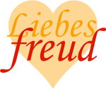 Logo von Liebsfreud.at, gelbes Herz mit roter Schrift davor